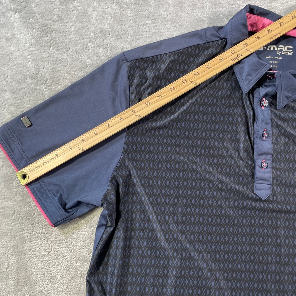 G-Mac by Kartel Polo Shirt Mens XL Blue Golf Performance Geometric Diamond Light - Picture 6 of 10